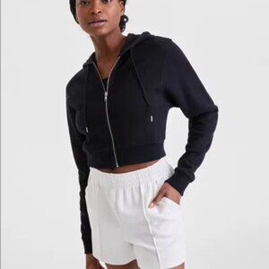 ID Ideology Women's Cropped Full-Zip Knit Hoodie Black / Small